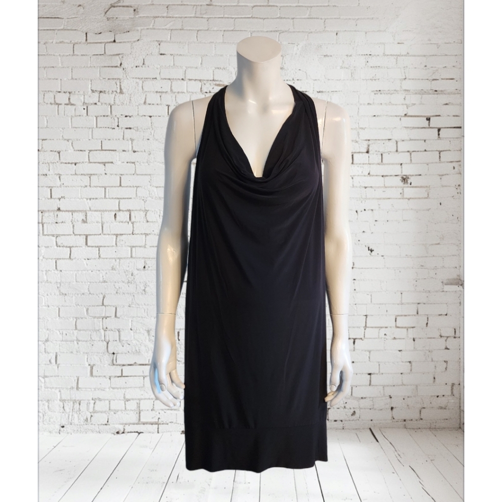 AE city black Cowl-Neck halter dress, short fit dress/ tunic, 3X